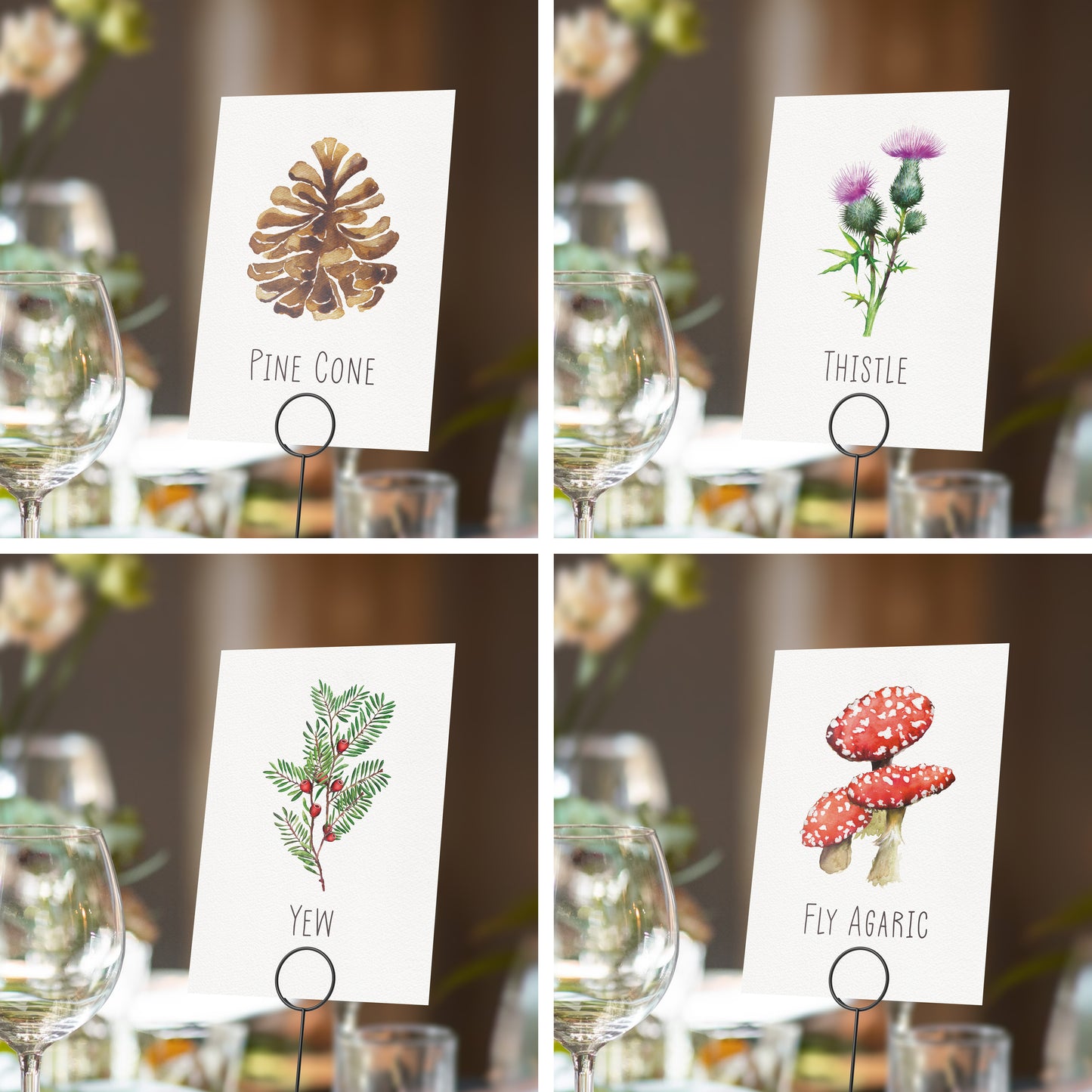 Christmas Watercolour Table Name Cards
