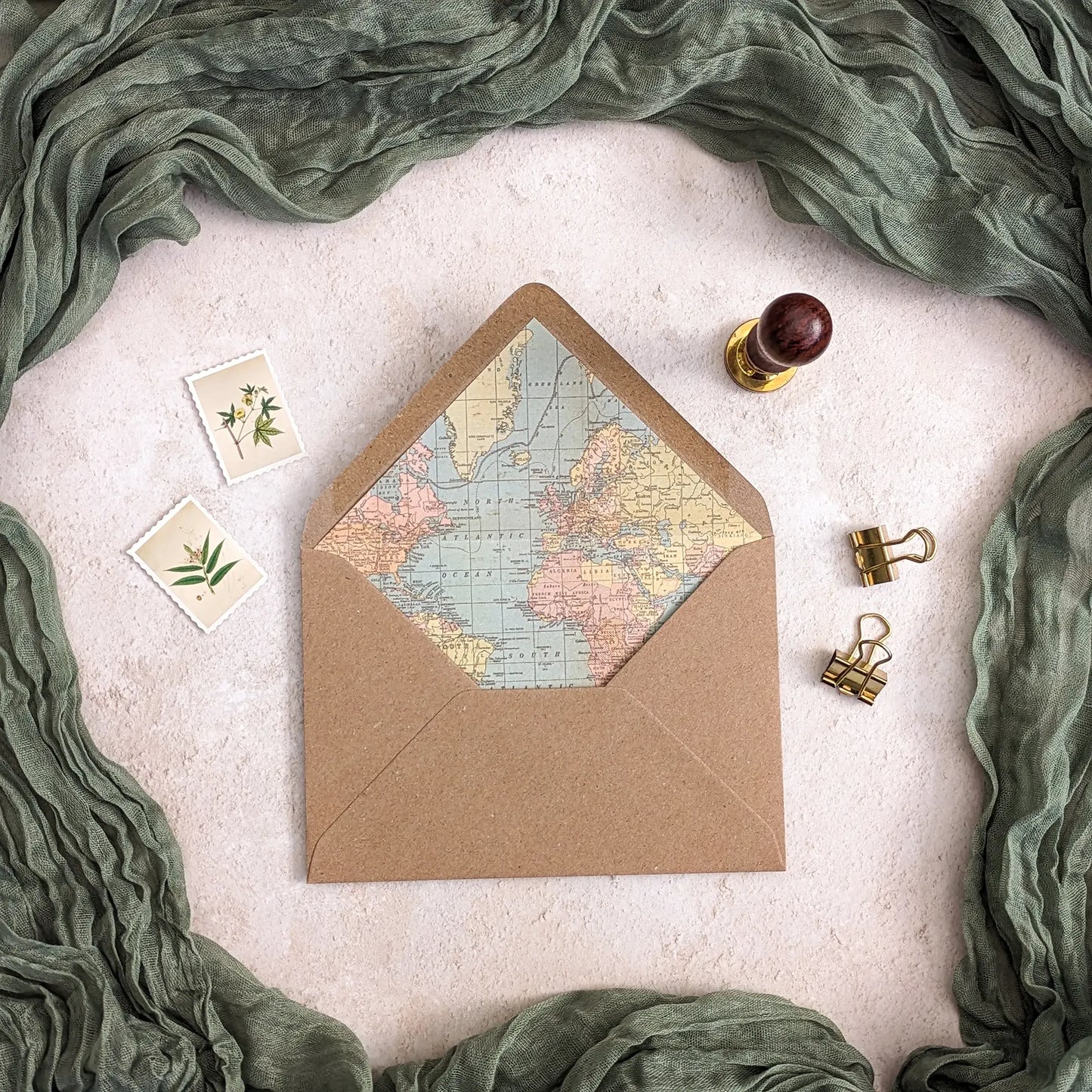 Vintage Travel Folded A6 Passport Invitation