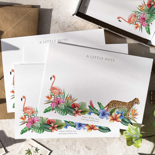 Tropical note cards and envelopes in a box
