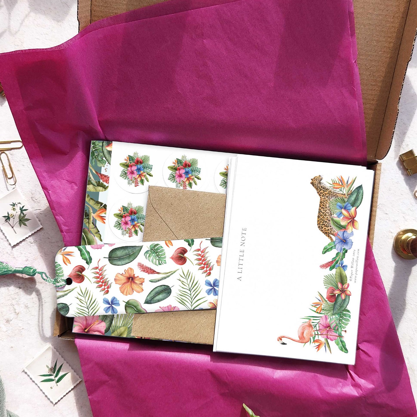 Tropical Flowers Stationery Gift Set