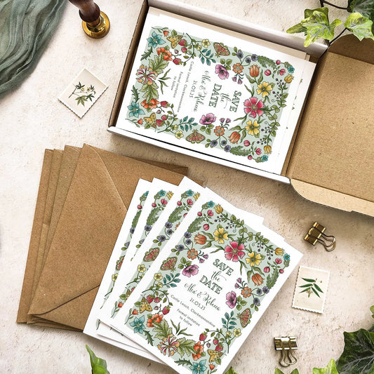 Vintage Retro Floral Save The Date Card