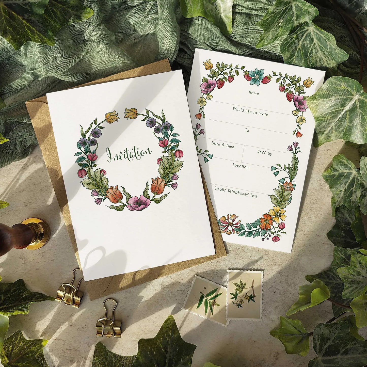 Vintage Retro Floral Ready To Write Invitations