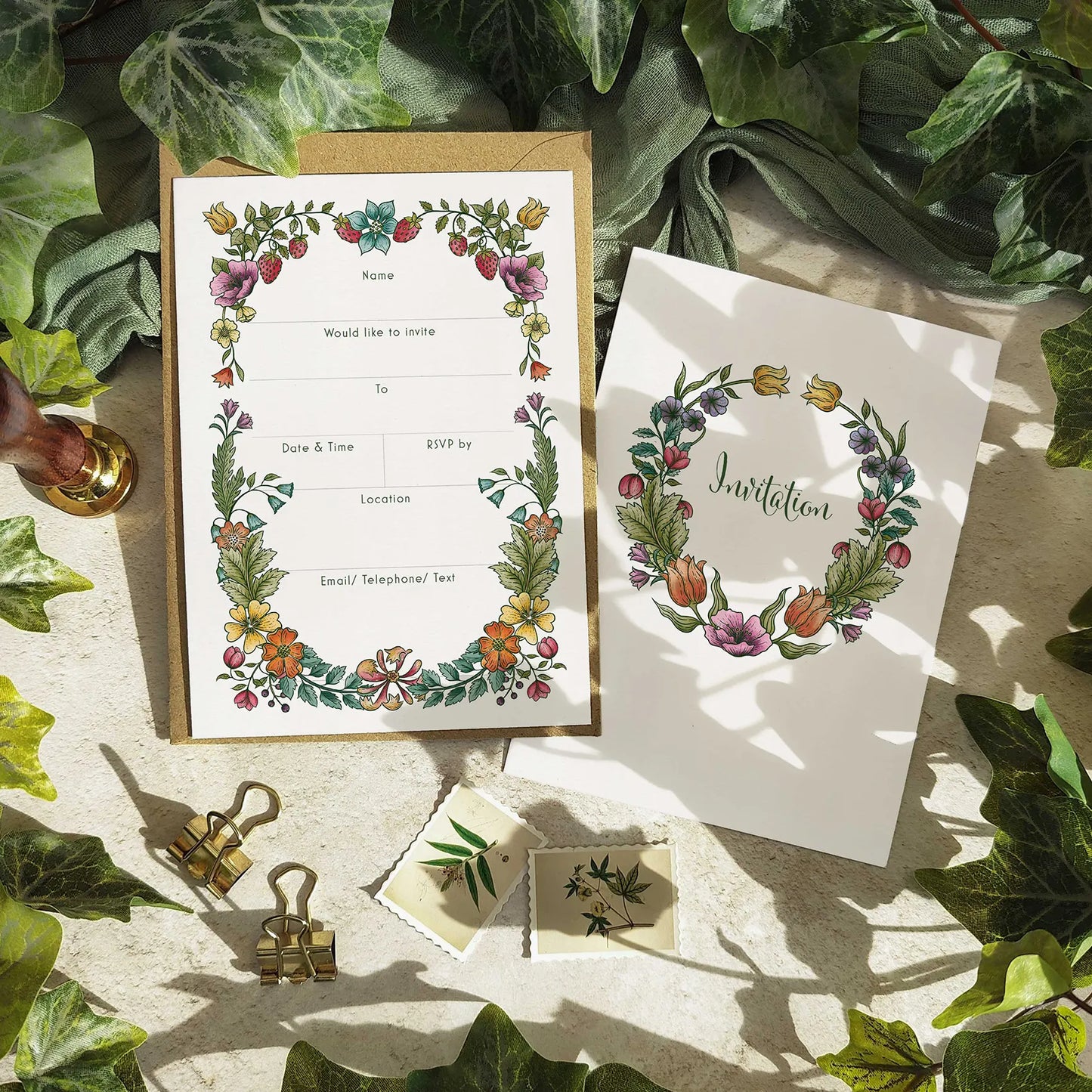 Vintage Retro Floral Ready To Write Invitations