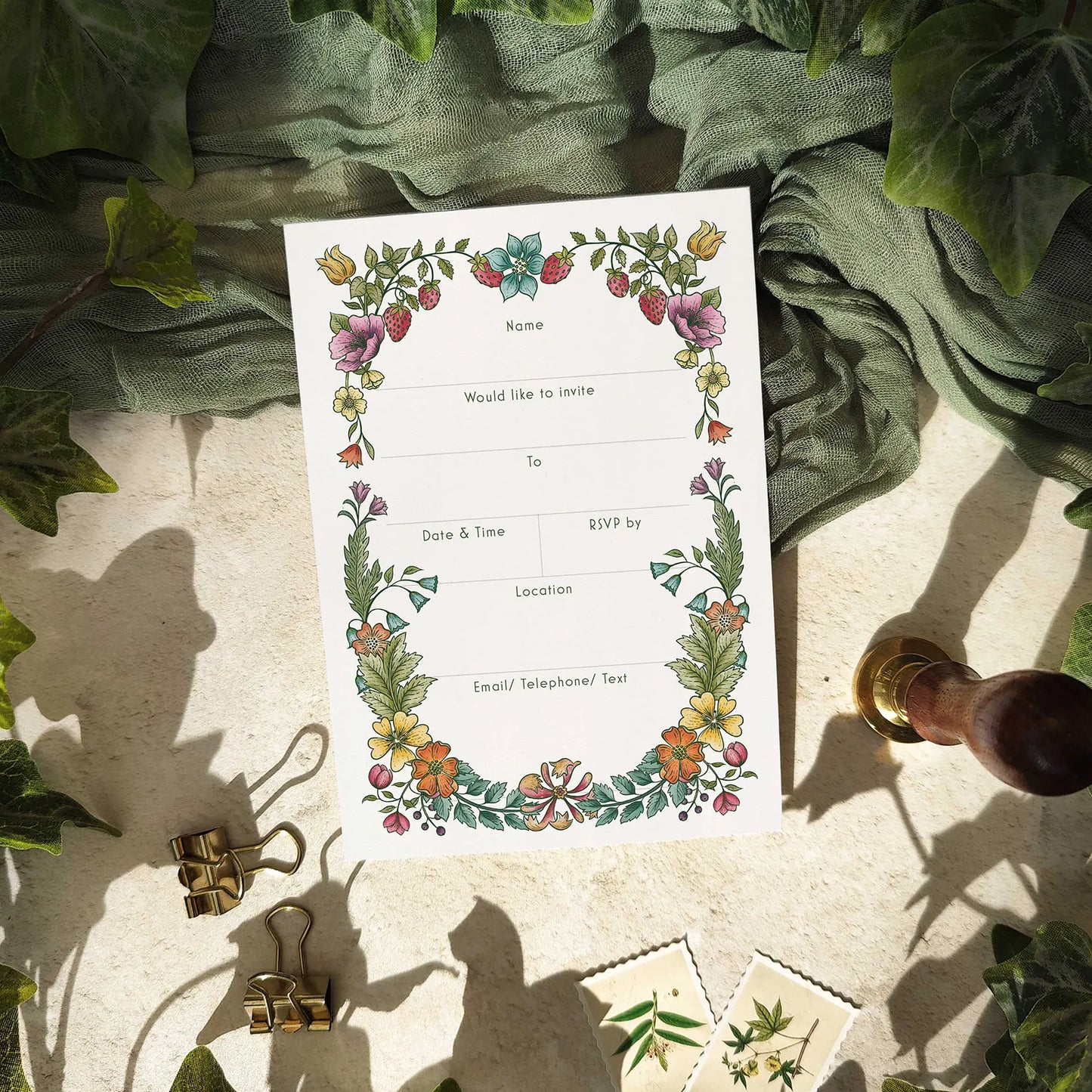 Vintage Retro Floral Ready To Write Invitations