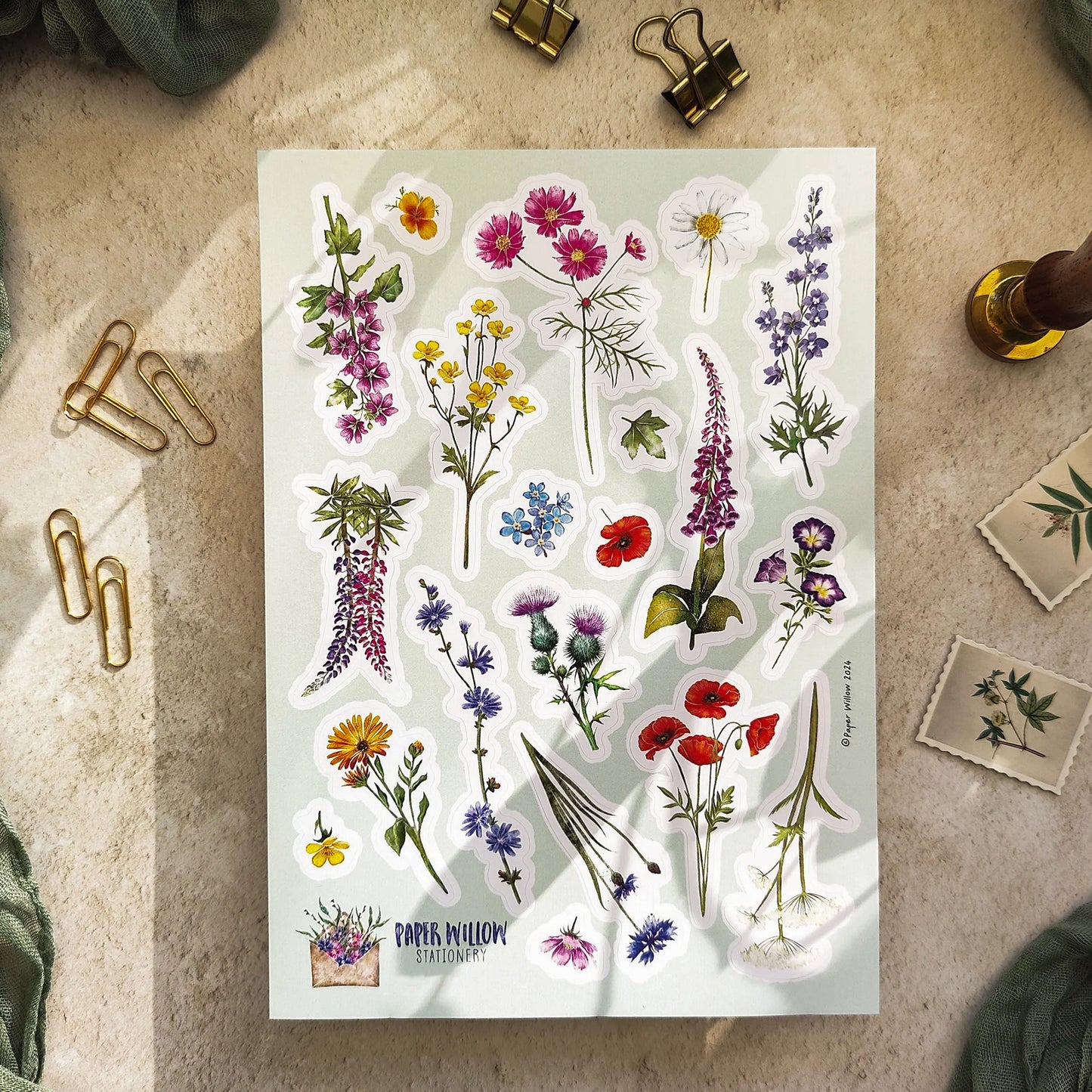 Wildflowers A5 Vinyl Sticker Sheet