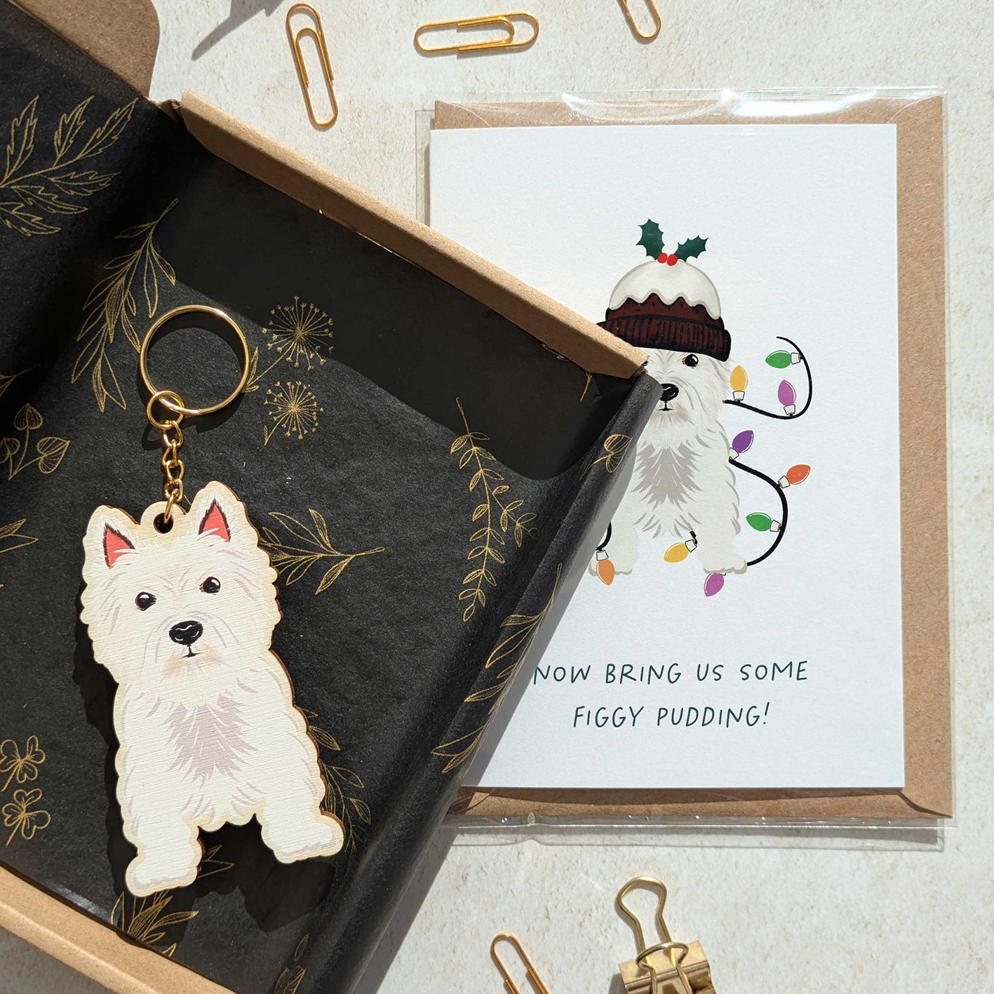 West Highland Terrier Dog Wooden Keyring