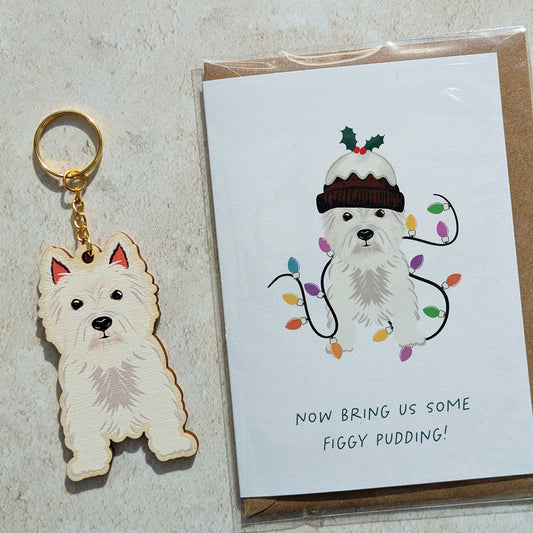 West Highland Terrier Dog Wooden Keyring