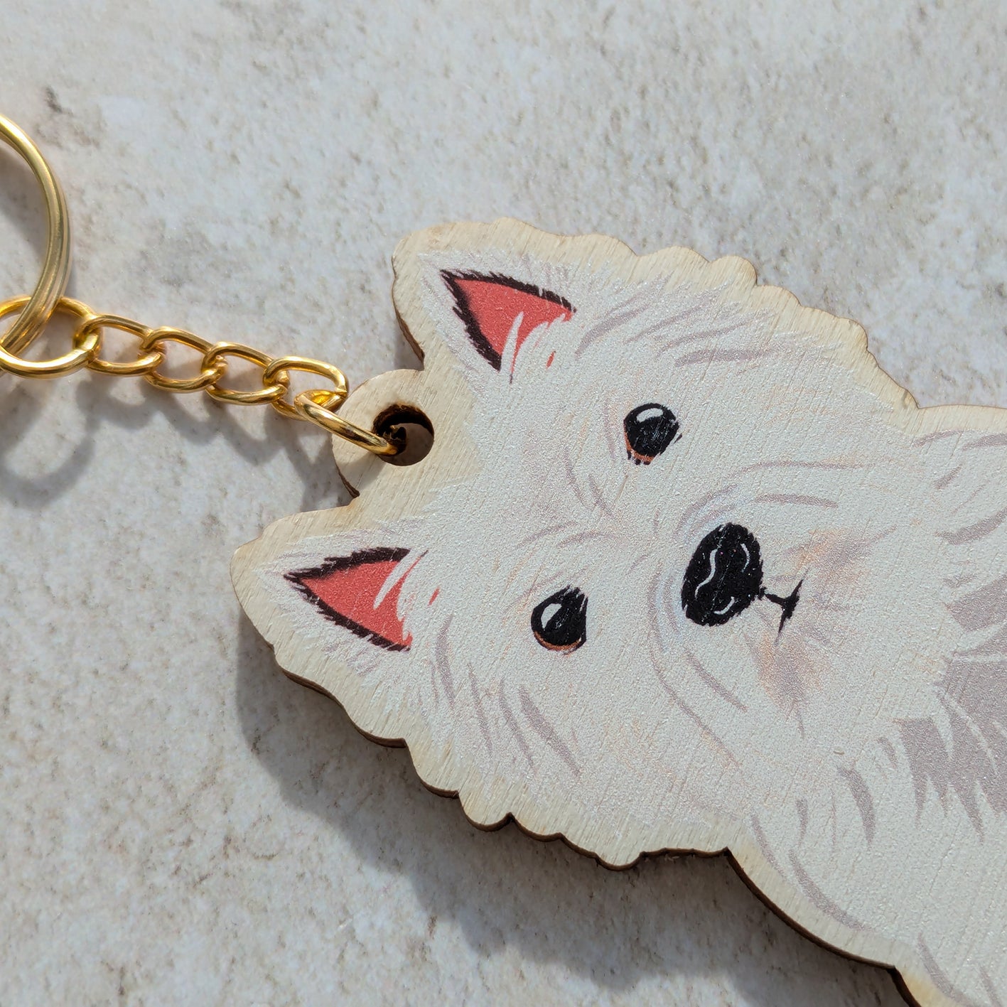 West Highland Terrier Dog Wooden Keyring