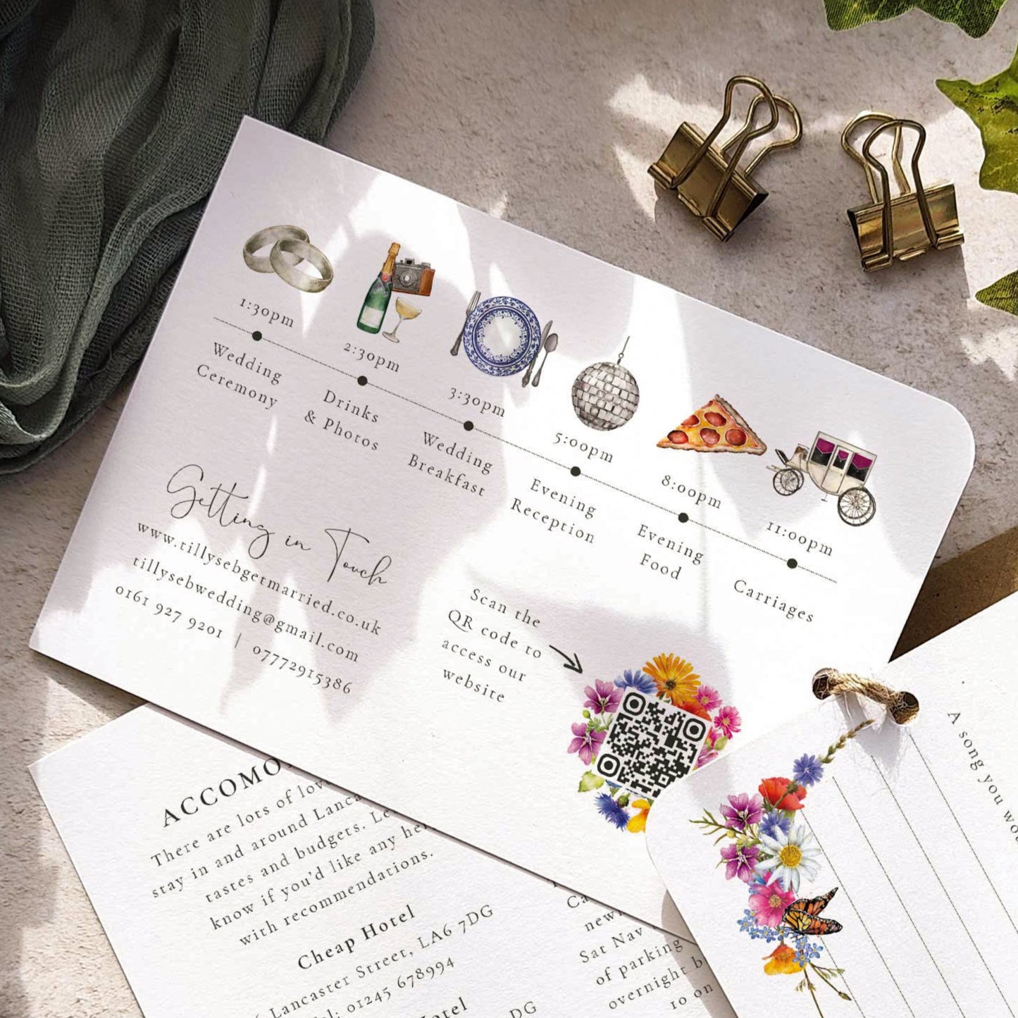 Wildflower Wedding Invitation Landscape Hand-Tied Cards
