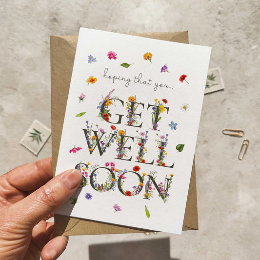 Wildflower Letters Get Well Soon Card and Envelope