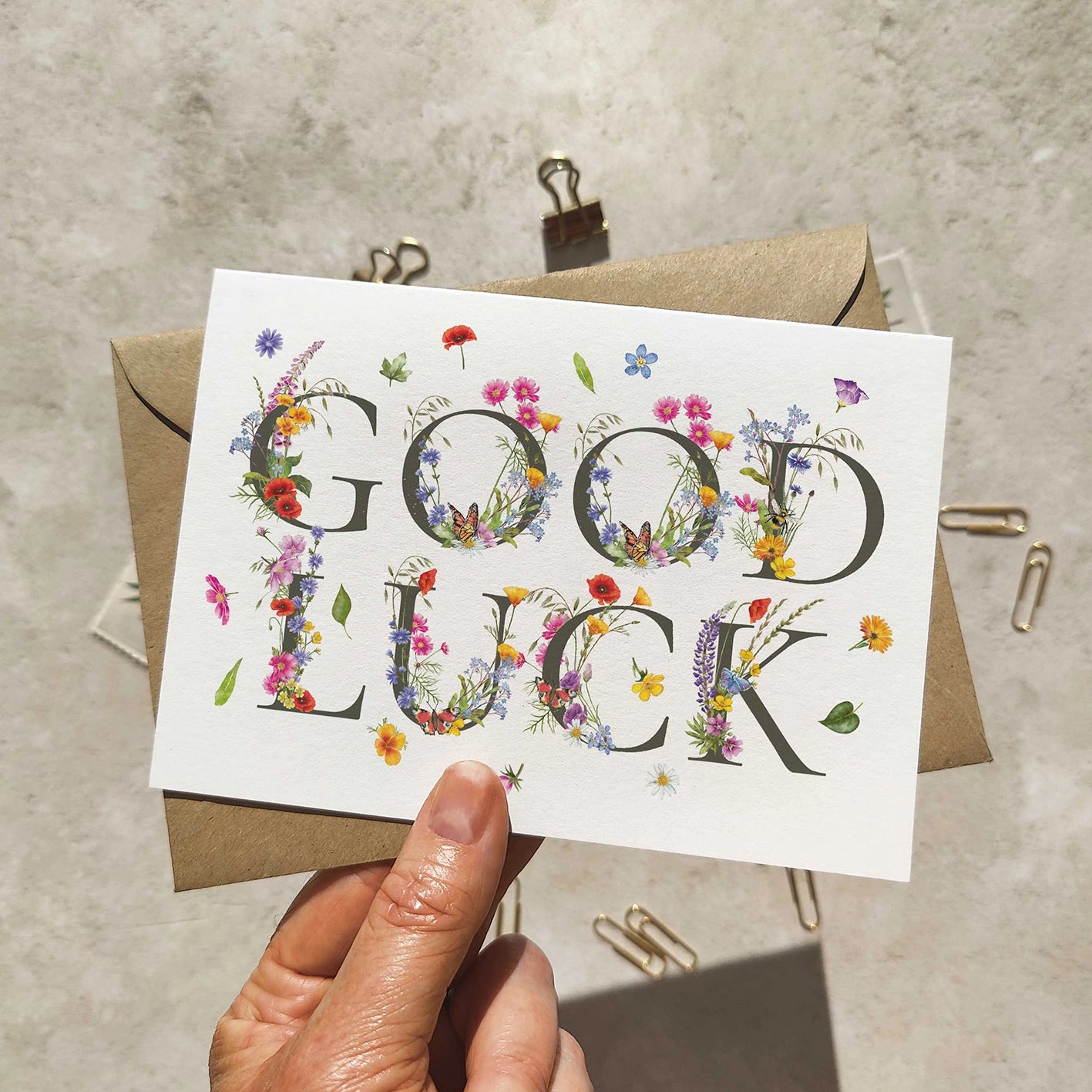 Wildflower Letters Good Luck Card and Envelope