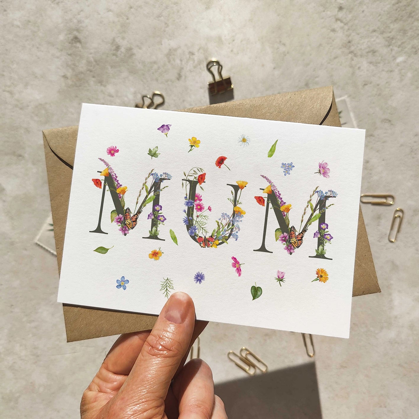 Wildflower Letters Mother's Day Card and Envelope