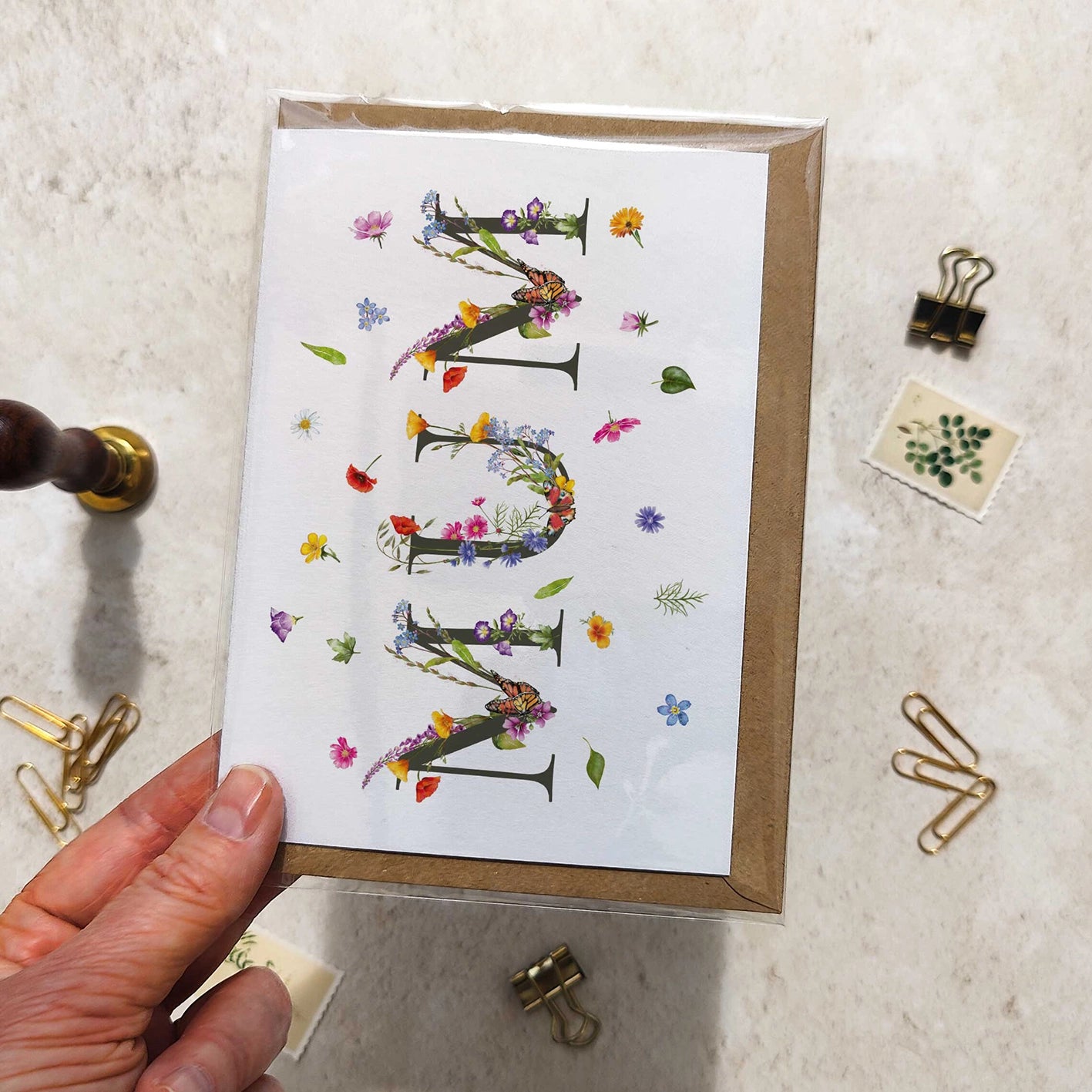 Wildflower Letters Mother's Day Card and Envelope