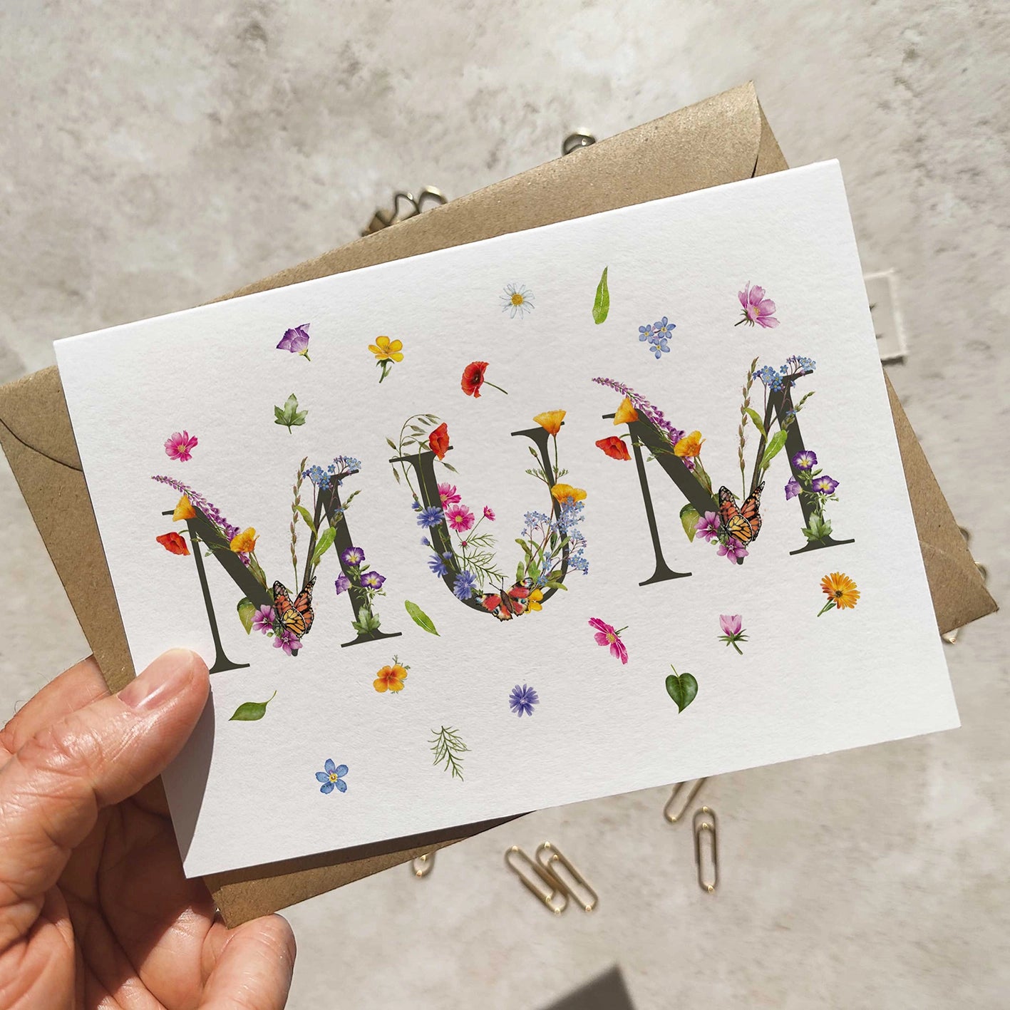 Wildflower Letters Mother's Day Card and Envelope