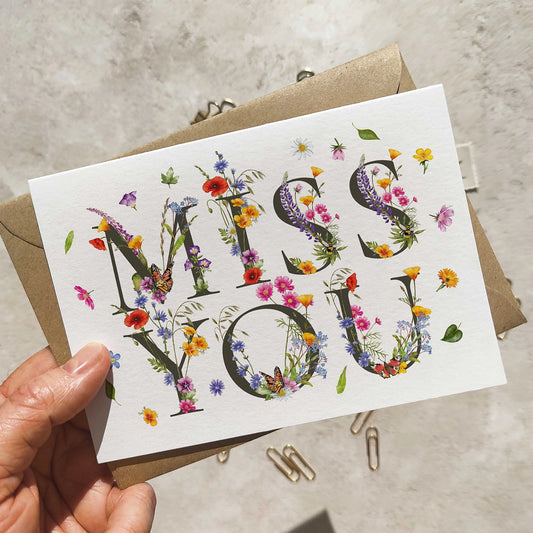 Wildflower Letters Miss You Card and Envelope