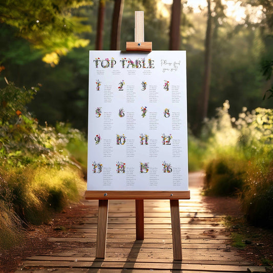 Wildflower Meadow Numbers Table Plan Board