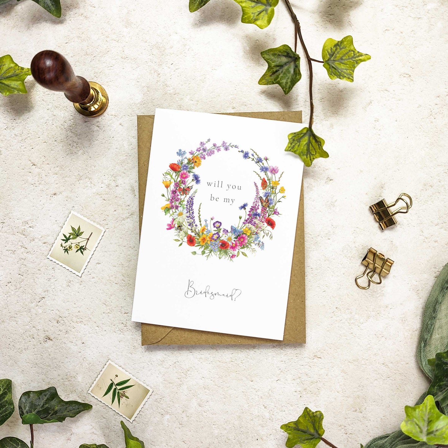 Wildflower Portrait Bridesmaid Cards