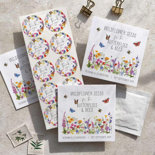 Wildflower Meadow Seed Packet Favours (Butterflies and bees) (Pack of 10)