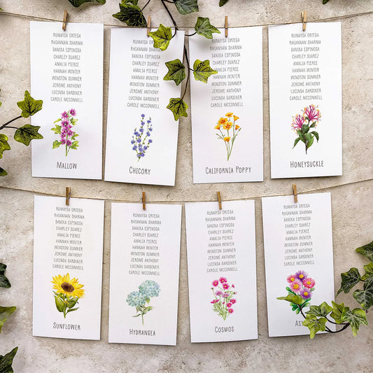 Wildflower Meadow Hanging Table Plan Cards