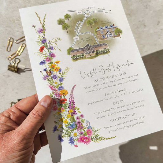 Wildflower Wedding Invitation with Optional Venue Painting