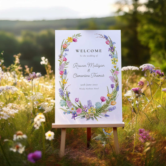 Spring Flowers Oval Welcome Sign Digital File