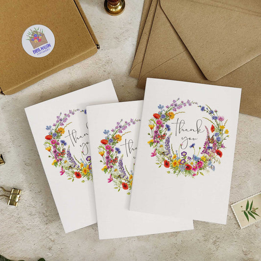 Wildflower Wreath Thank You Cards