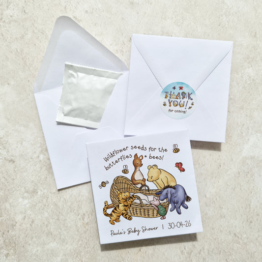 10 x Winnie Baby Shower Wildflower Seed Packet Party Favours