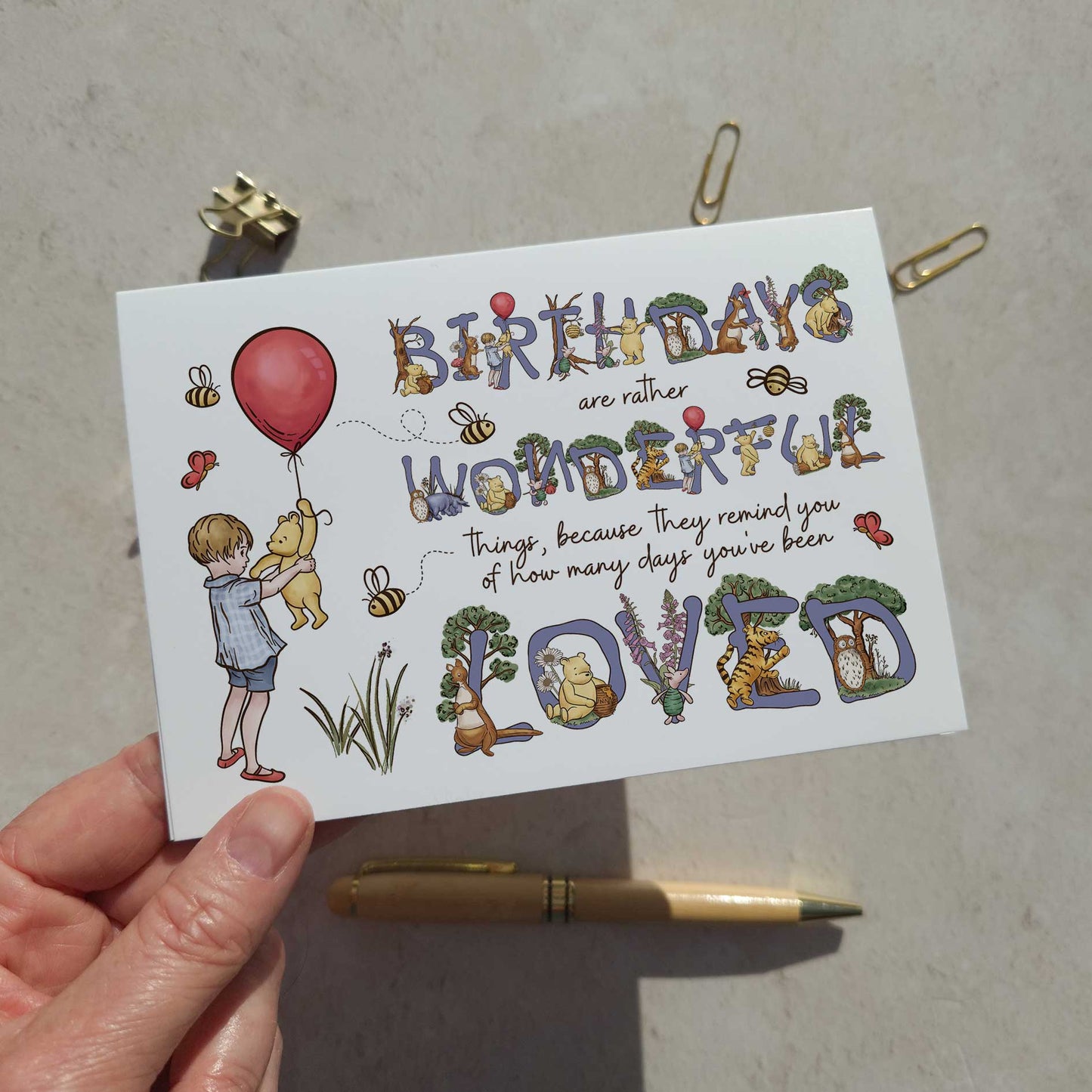Winnie Birthday Letters Card