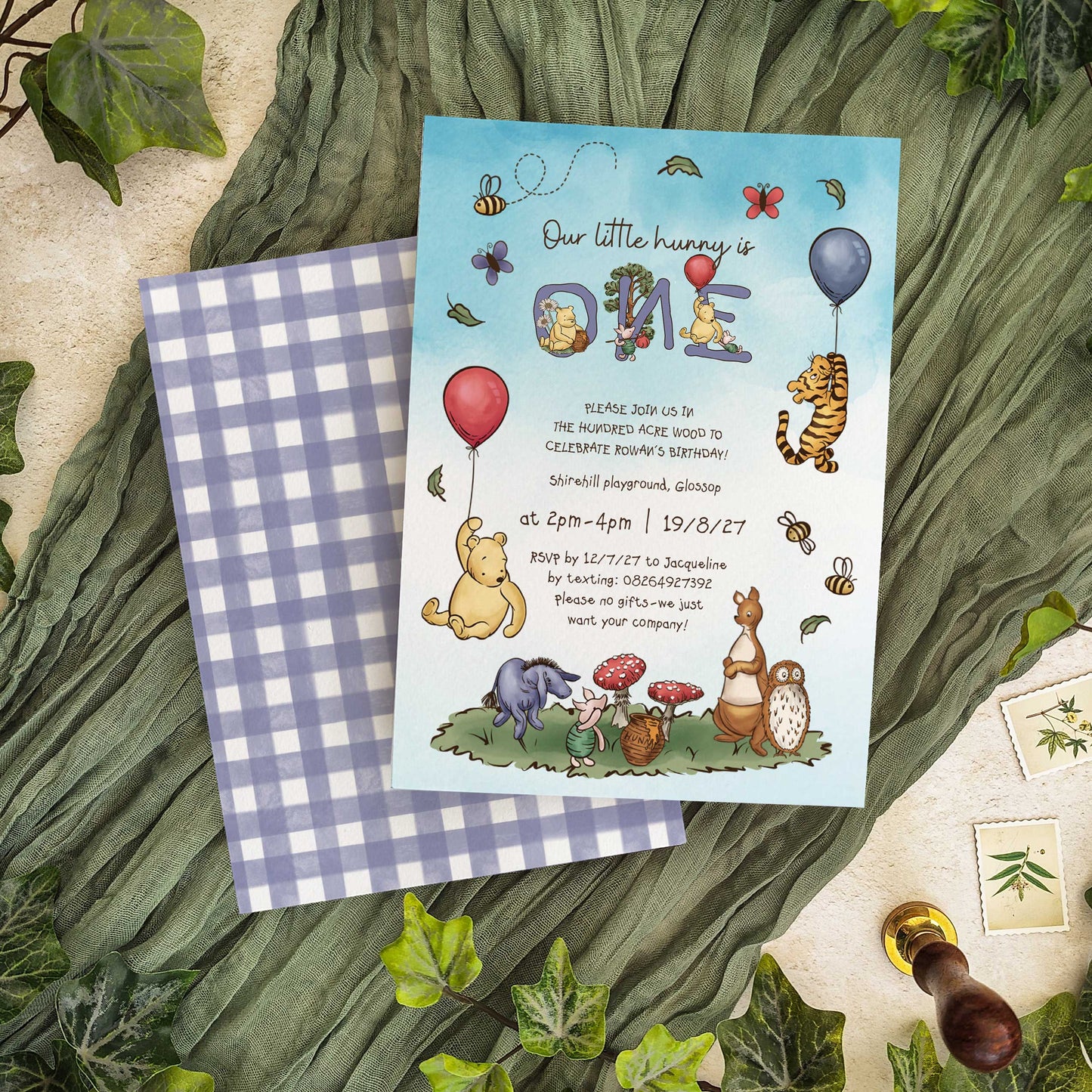 Winnie the Pooh Balloon Party Invitation Digital File