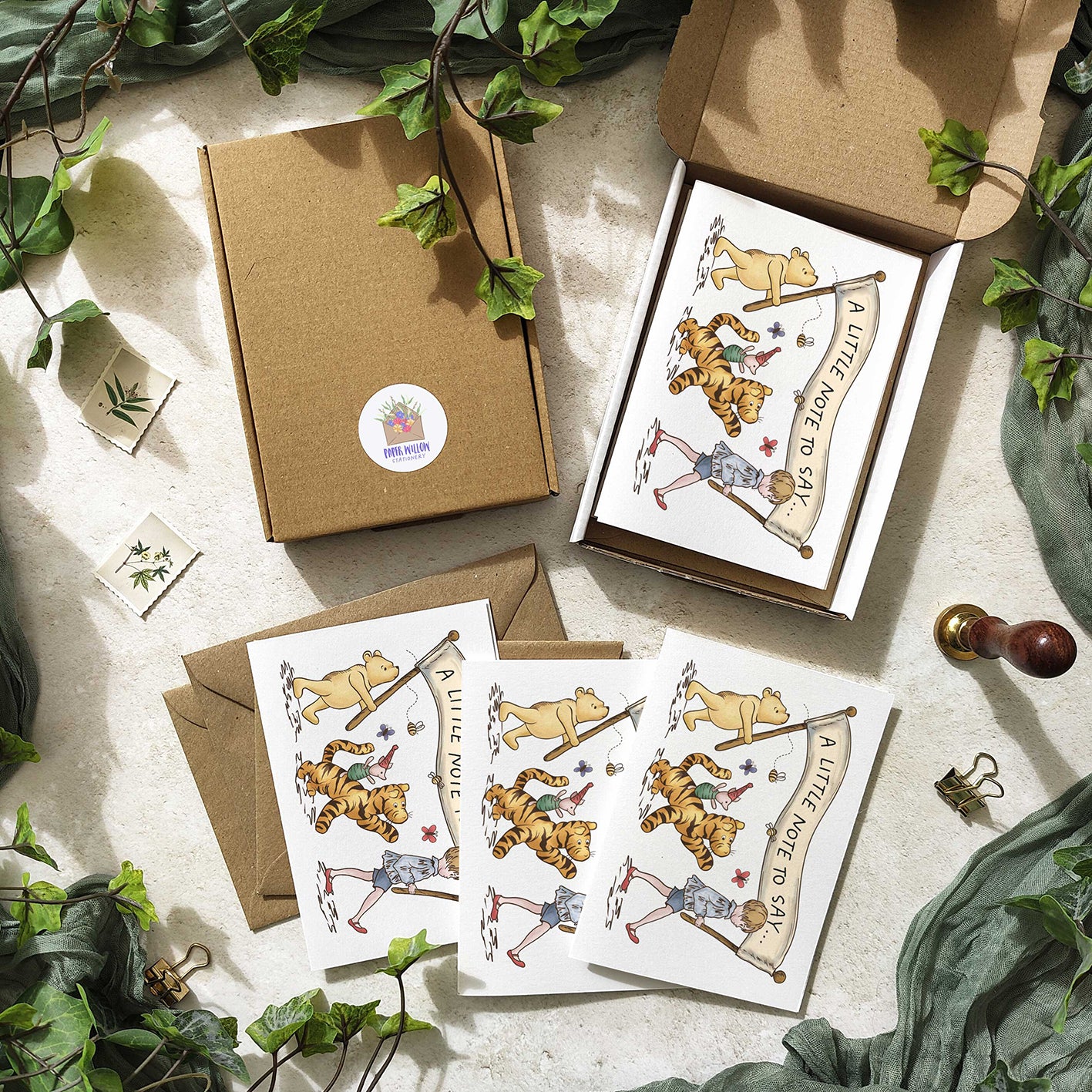 Winnie the Pooh Banner Note Cards