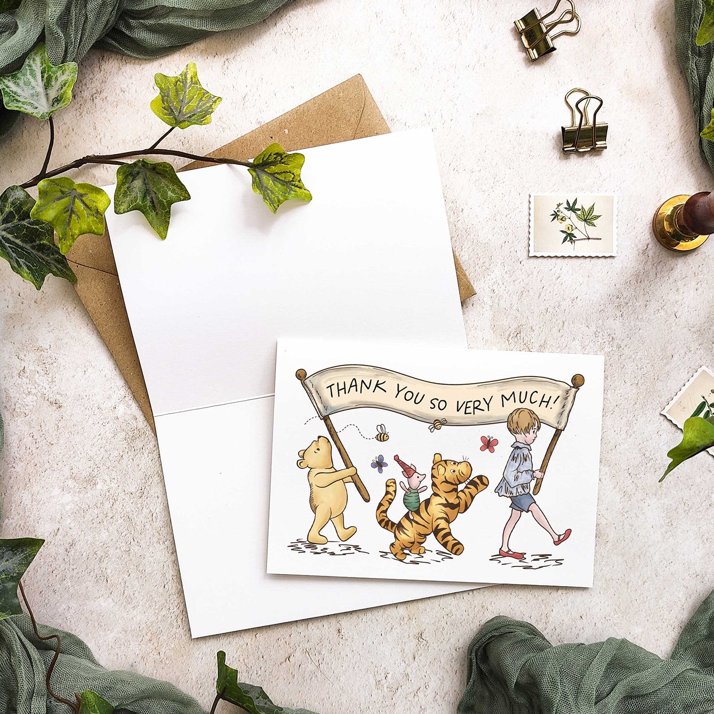 Winnie the Pooh Banner Thank You Cards