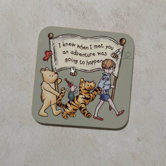 4x Winnie Coaster Set | A.A. Milne Quote | Gloss MDF Drinks Mats