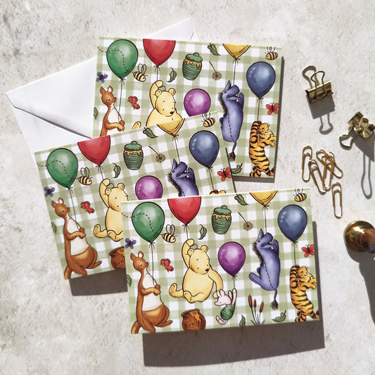 Winnie Check Patterned Coaster and Card Set | A.A. Milne Quote | Gloss MDF Drinks Mat
