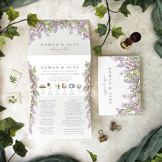 Regency Wisteria Concertina Invitation