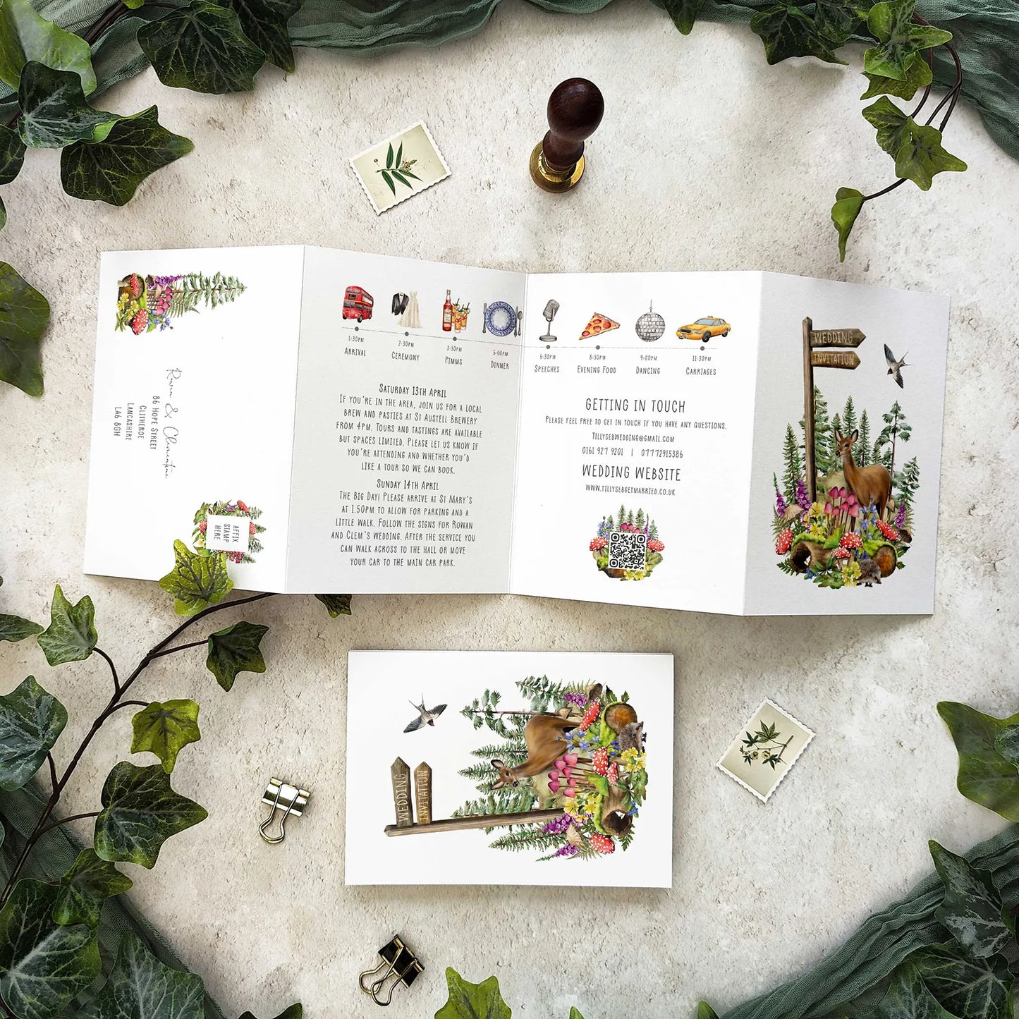 Woodland Animals Landscape Concertina Invitation