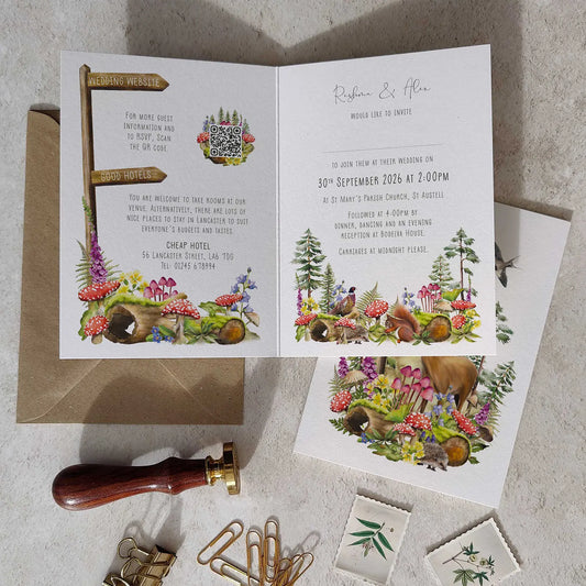 Woodland Animals Folded A6 Invitation