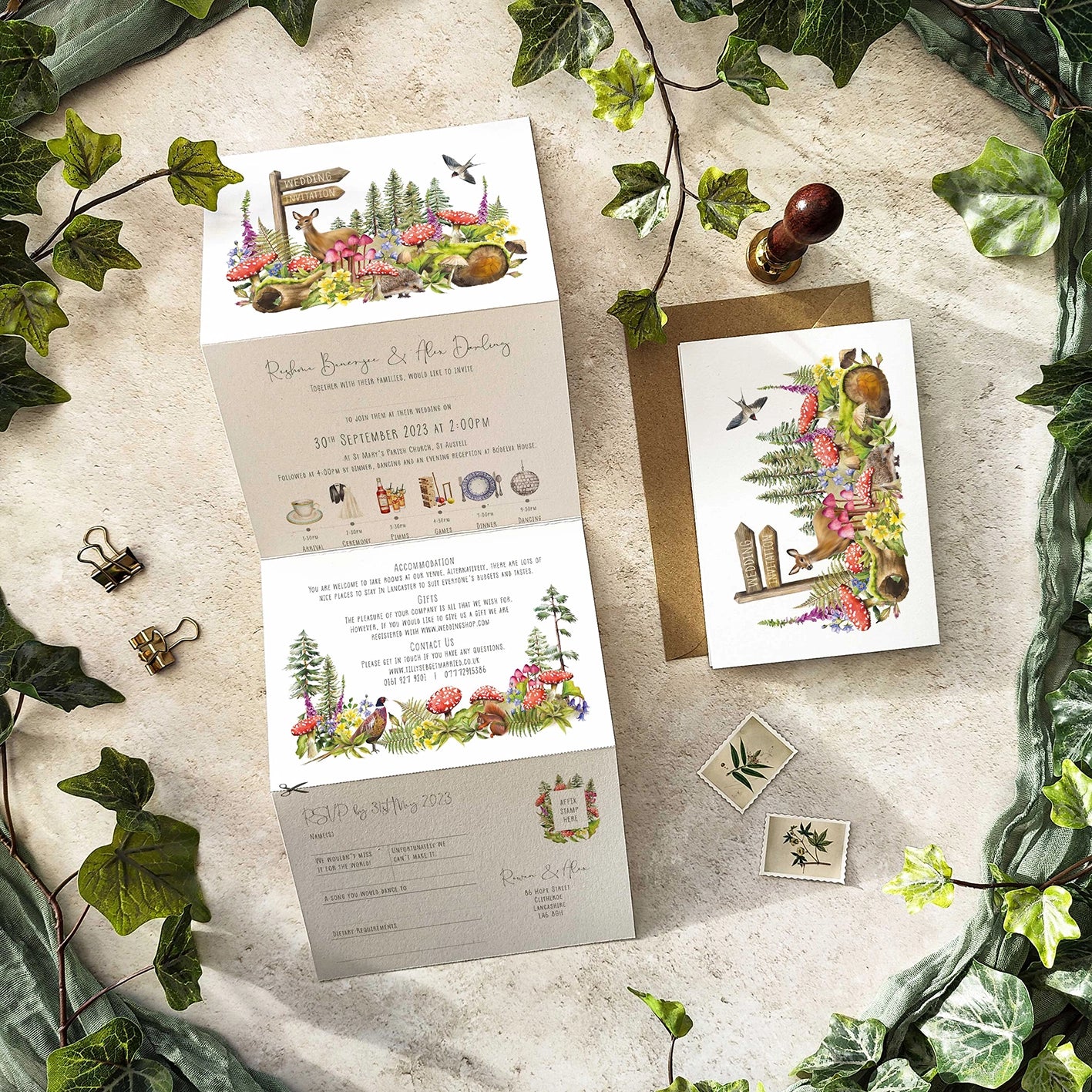 Woodland Animals Concertina Invitation