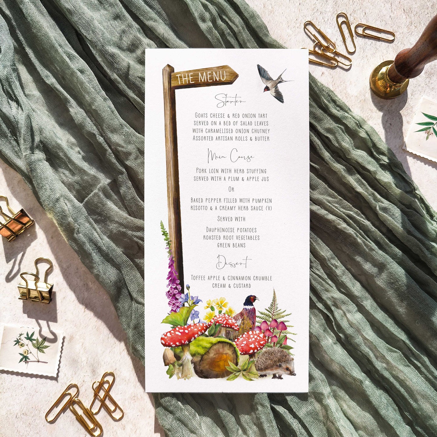 Woodland Animal Menu Cards