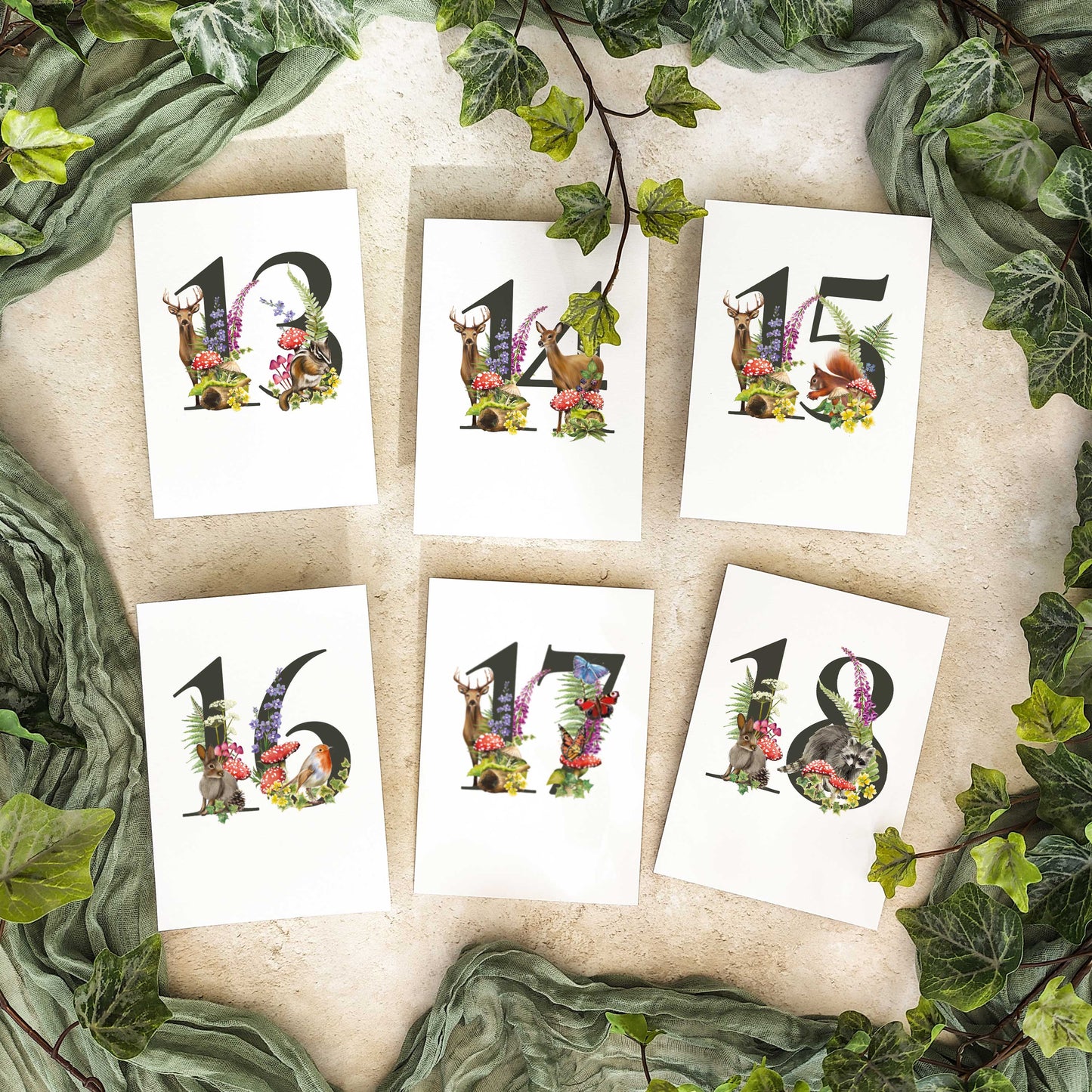 Woodland Table Number Cards