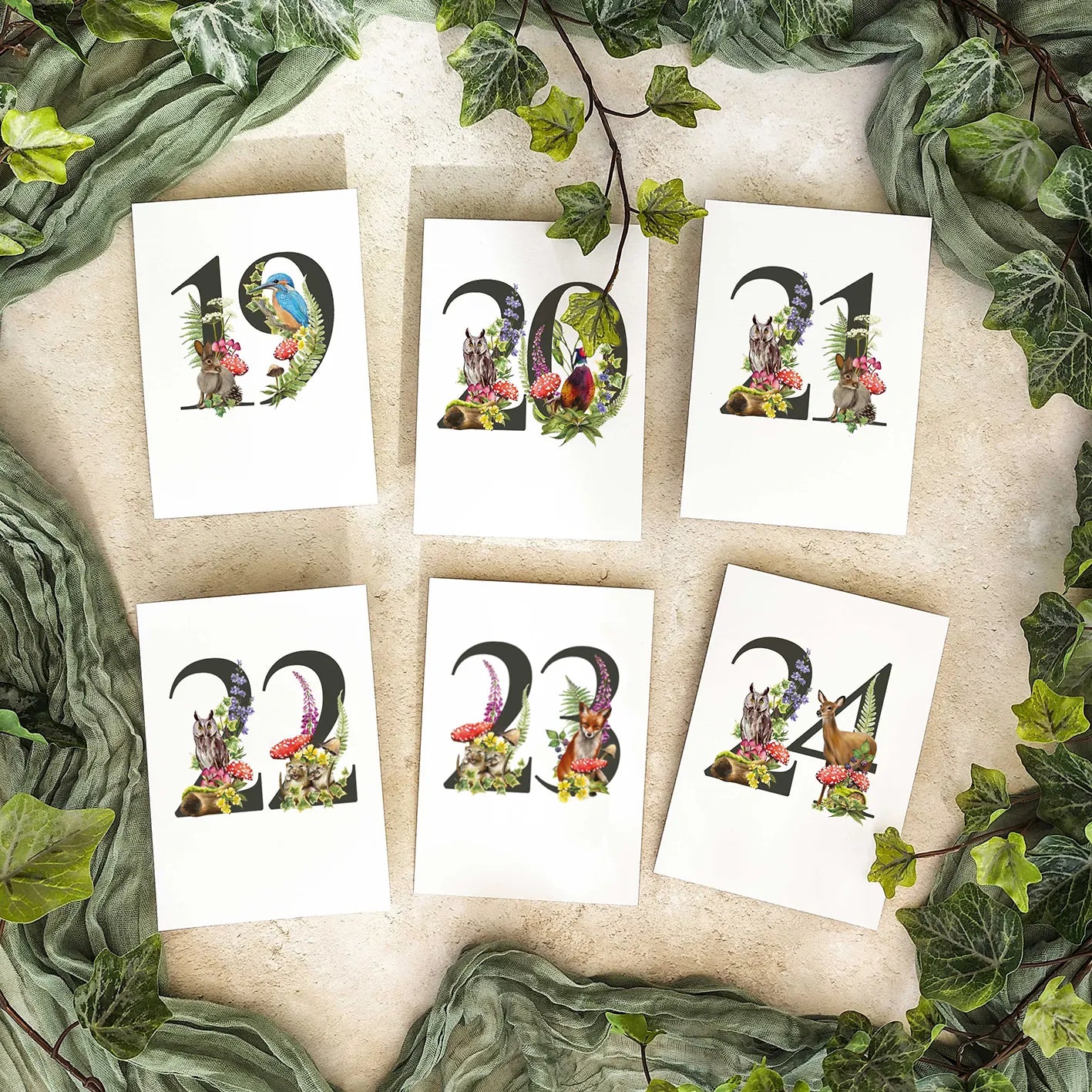 Woodland Table Number Cards