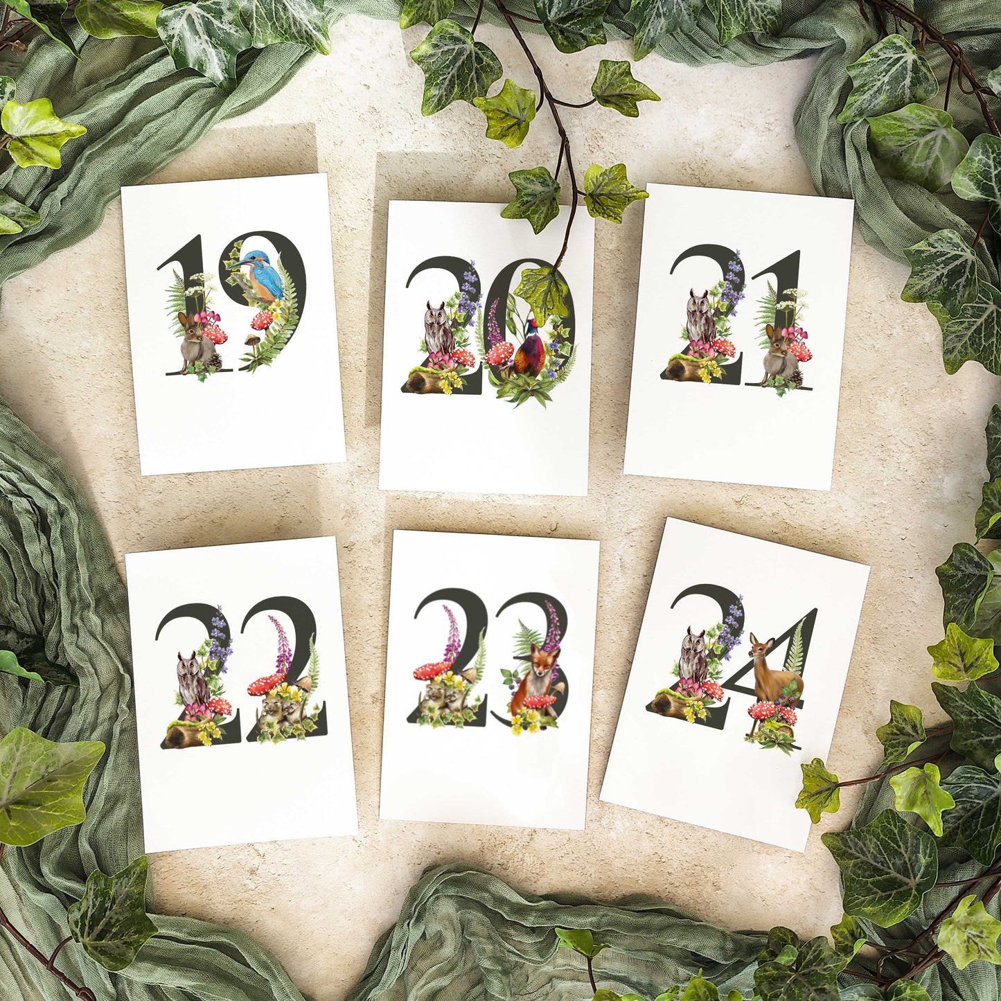 Woodland Table Number Cards