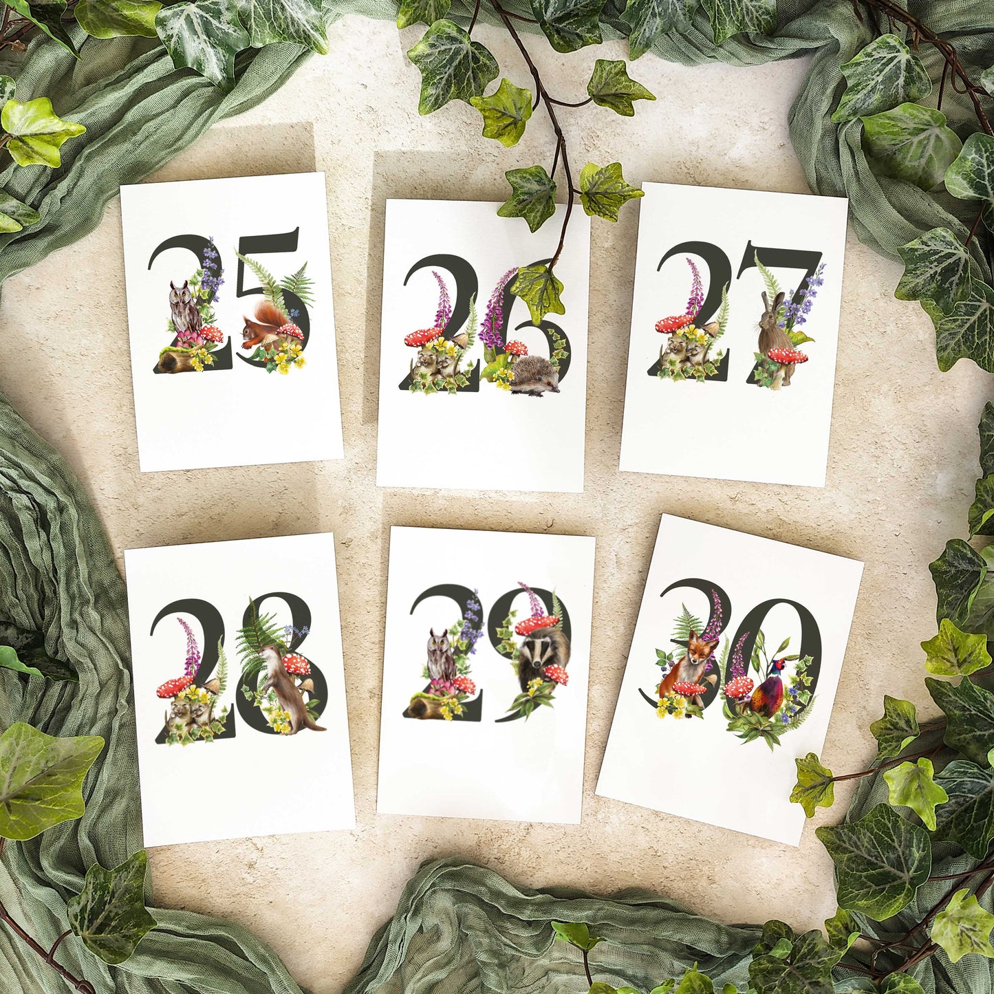 Woodland Table Number Cards