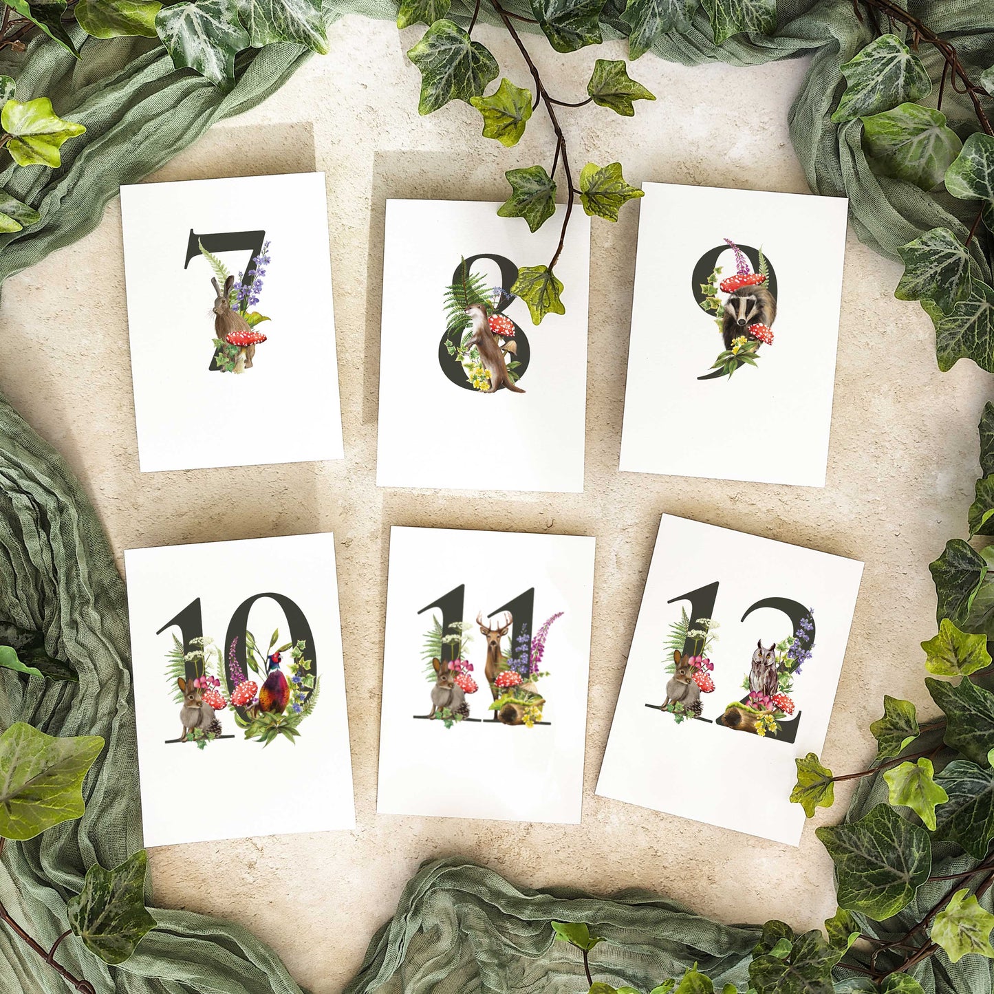 Woodland Table Number Cards