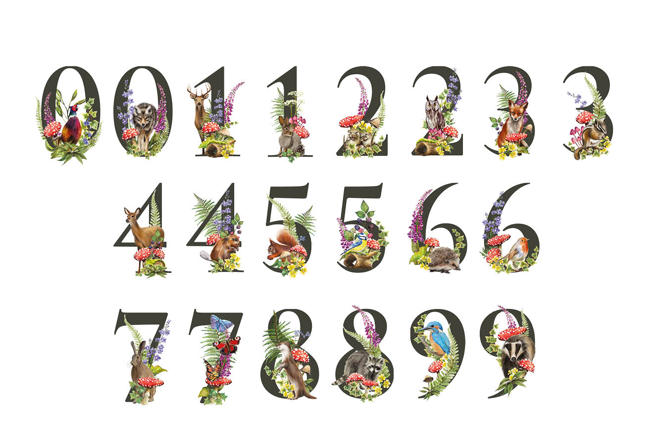 Woodland Animals Save The Date Card with Forest Numbers
