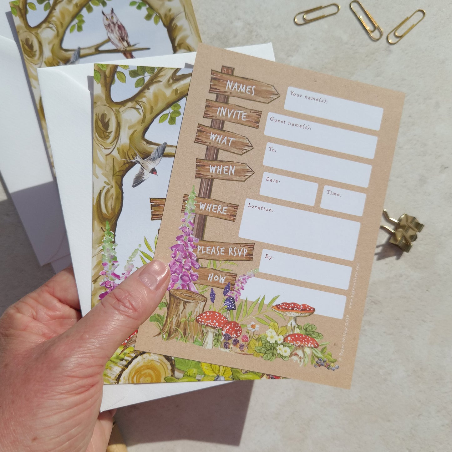 10 x Woodland Animals Ready To Write Invitations