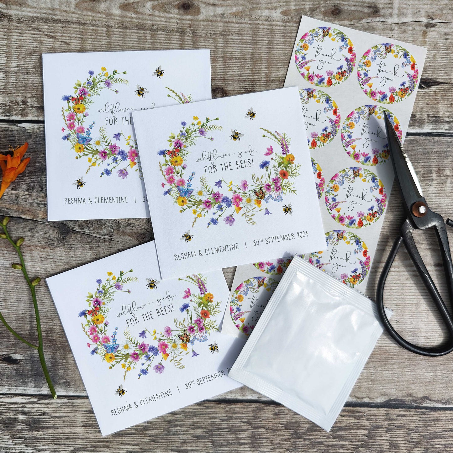 Wildflower Meadow Seed Packet Favours (For the bees) (Pack of 10)