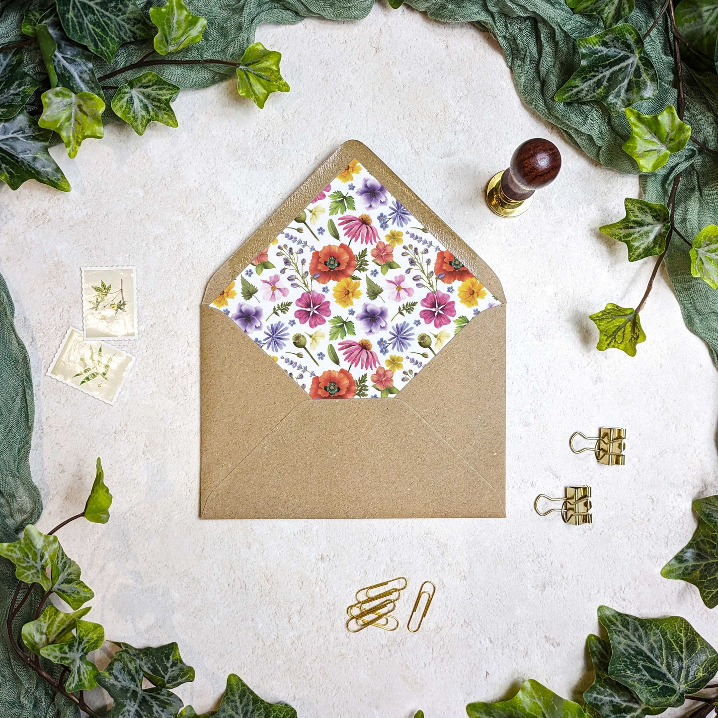 Colourful Flowers Concertina Invitation