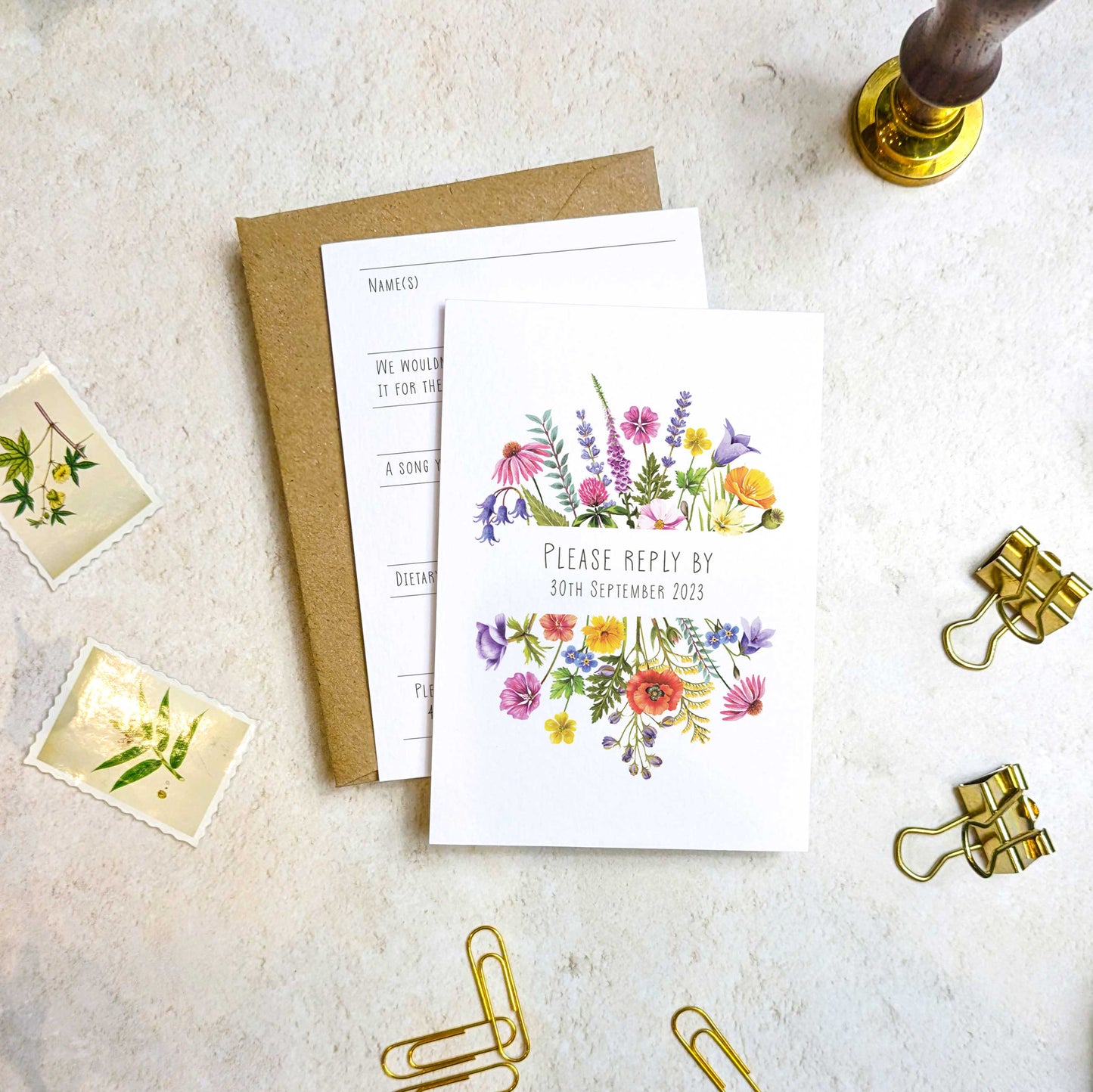 Colourful Flowers Scatter Gatefolded A6 Invitation