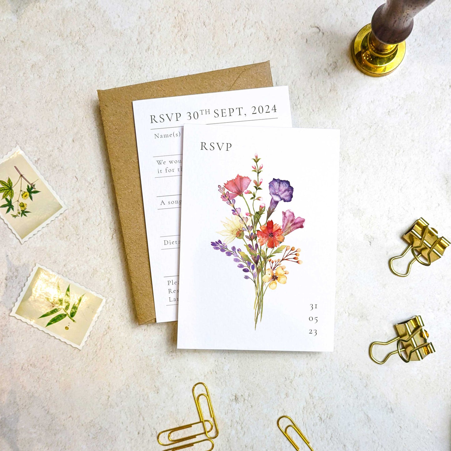 Delicate Floral Wedding Invitation Gatefolded A6 Card