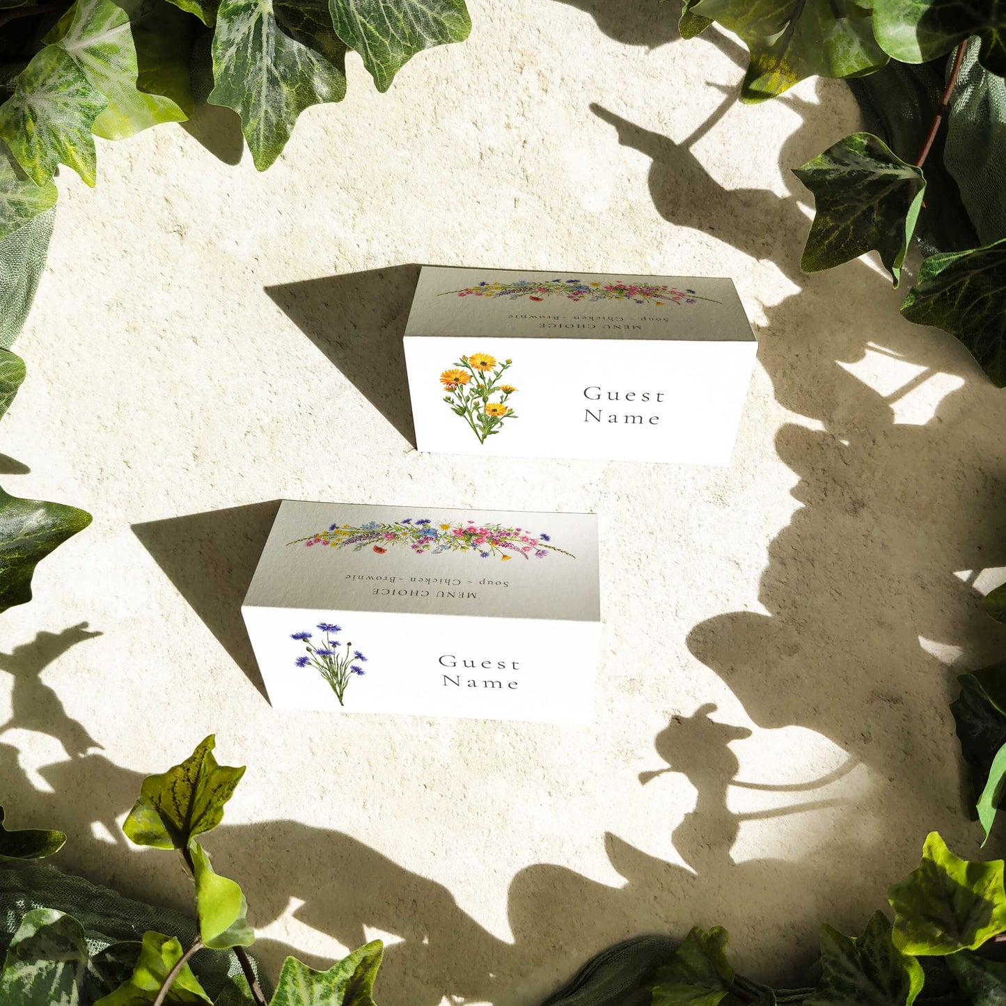 Individual Flowers Folded Place Cards